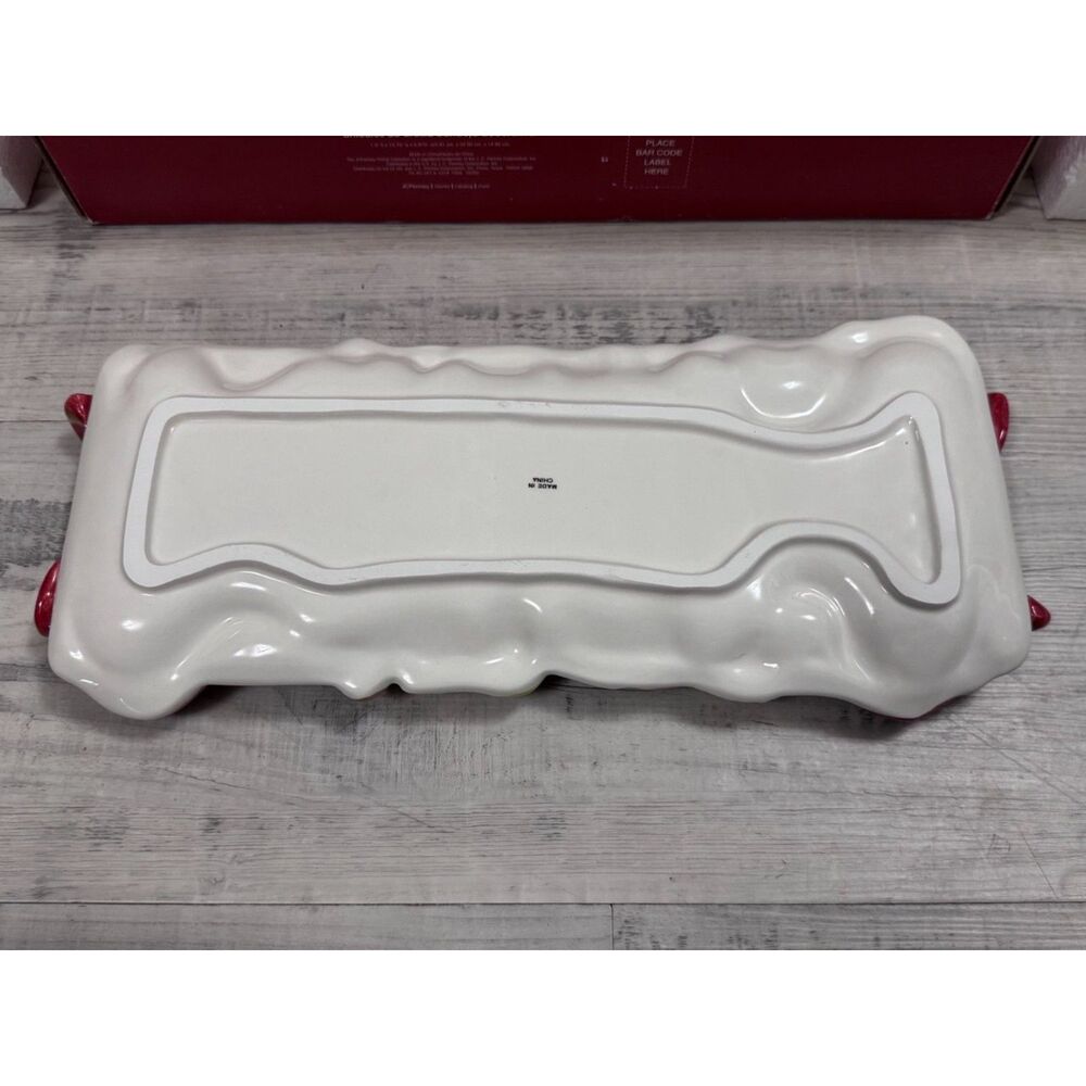 VTG‎ JCPenney Home Collection Holiday Ribbon Decorative Ceramic Tray NIB - Picture 4 of 6